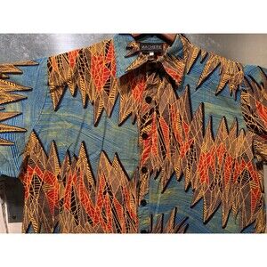 4XL Machere AOP Hawaiian/Tribal Pattern Beach/Club Relaxed Fit Button Up Shirt